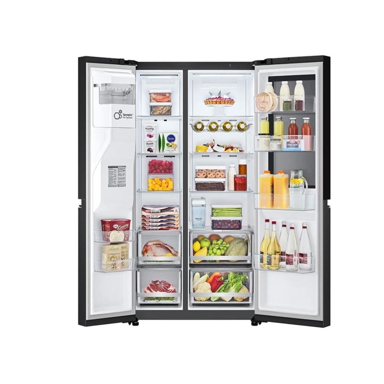 Refurbished LG InstaView GSGV81EPLD Freestanding 635 Litre Frost Free American Fridge Freezer Black