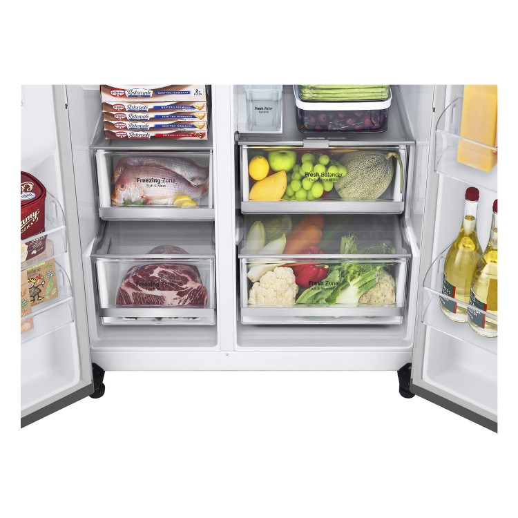 Refurbished LG InstaView GSGV81PYLL 635 Litre Frost Free American Fridge Freezer Prime Silver