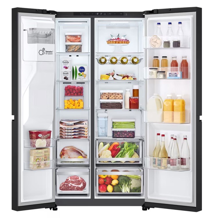 LG NatureFRESH 628 Litre Side By Side Freestanding Fridge Freezer - Essence Black Steel