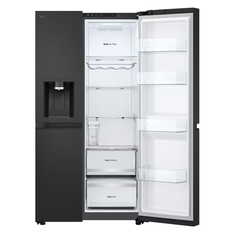 LG NatureFRESH 628 Litre Side By Side Freestanding Fridge Freezer - Essence Black Steel