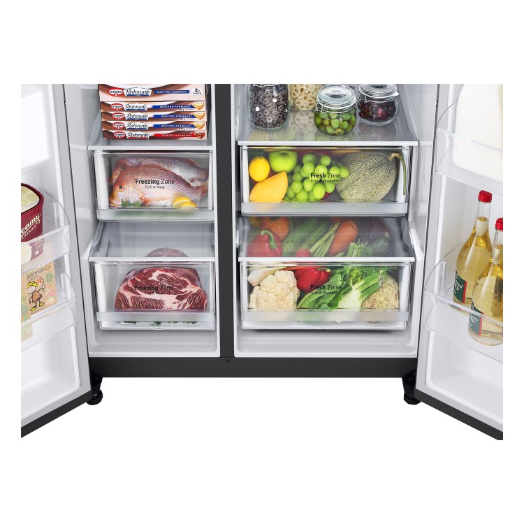 LG NatureFRESH 635 Litre Side-by-Side American Fridge Freezer - Matte Black