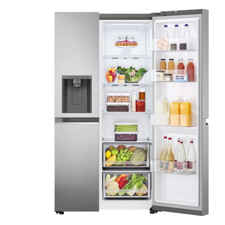 LG NatureFRESH 635 Litre Side-by-Side American Fridge Freezer - Stainless Steel