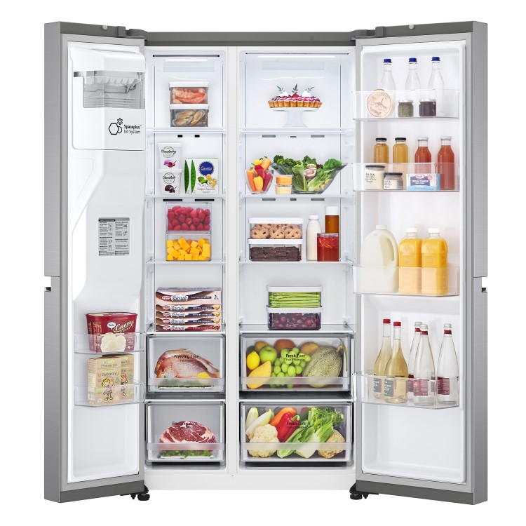 LG NatureFRESH 635 Litre Side-by-Side American Fridge Freezer - Stainless Steel