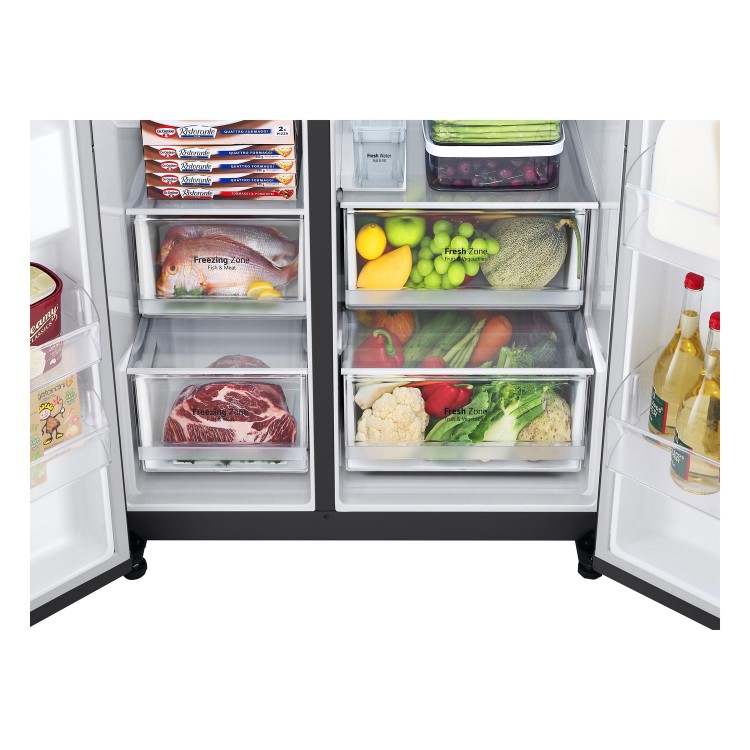 LG NatureFRESH 635 Litre Side-by-Side American Fridge Freezer - Matte Black