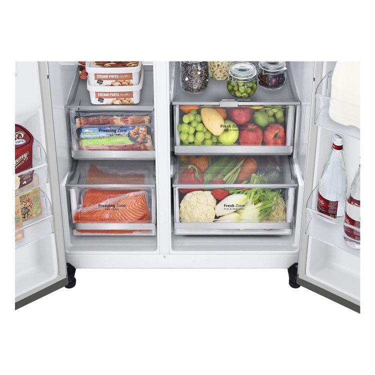 LG InstaView 655 Litre Side-by-Side American Fridge Freezer Prime - Silver