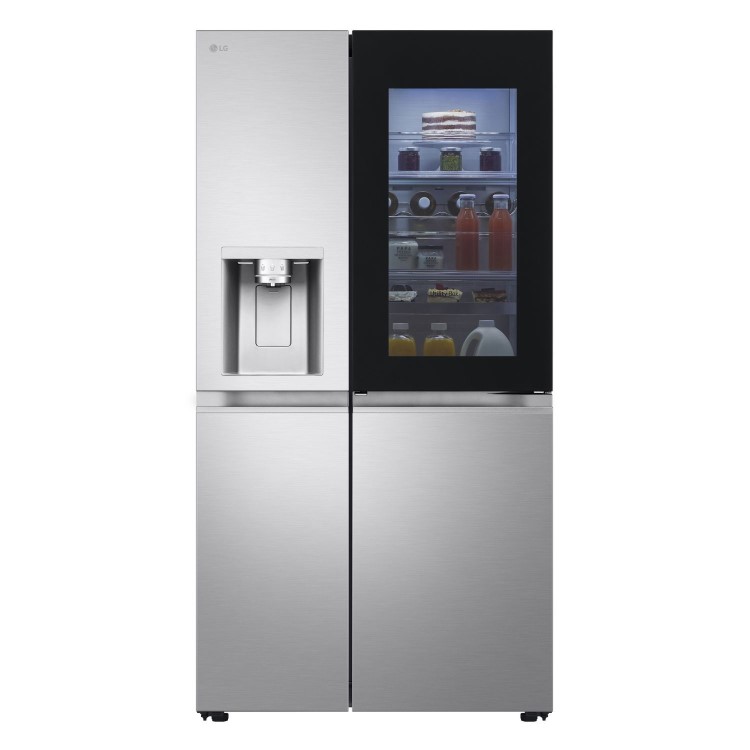 LG InstaView 628 Litre Side-By-Side American Fridge Freezer - Brushed Steel