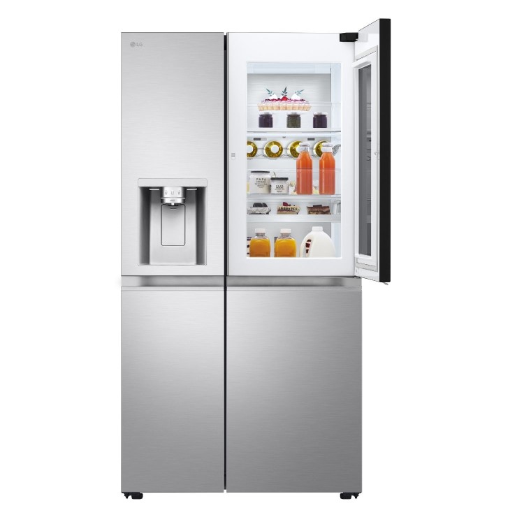 LG InstaView 628 Litre Side-By-Side American Fridge Freezer - Brushed Steel