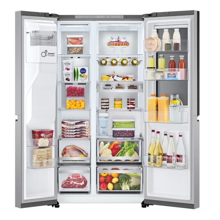 LG InstaView 628 Litre Side-By-Side American Fridge Freezer - Brushed Steel