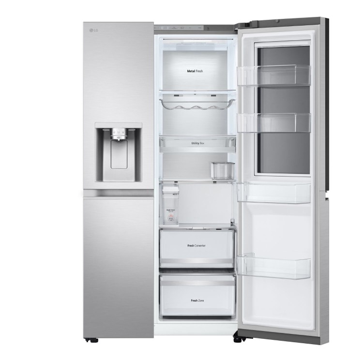 LG InstaView 628 Litre Side-By-Side American Fridge Freezer - Brushed Steel