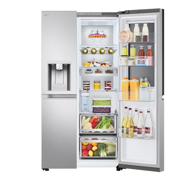 LG InstaView 628 Litre Side-By-Side American Fridge Freezer - Brushed Steel