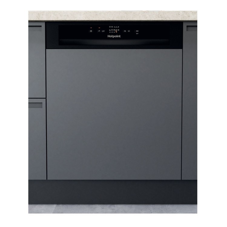 Hotpoint Semi-Integrated Dishwasher - Black, Quick Wash