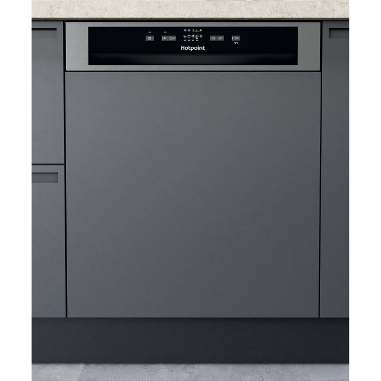 Refurbished Hotpoint H3BL626XUK 14 Place Semi Integrated Dishwasher Silver