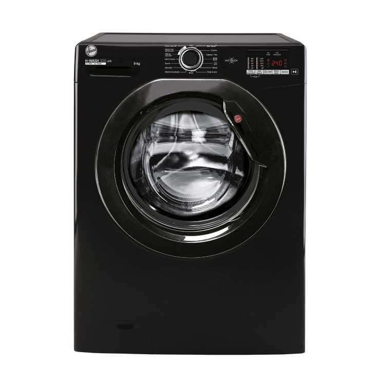 Refurbished Hoover H-Wash 300 H3W492DABB4/1-80 Freestanding 9KG 1400 Spin Washing Machine Black 