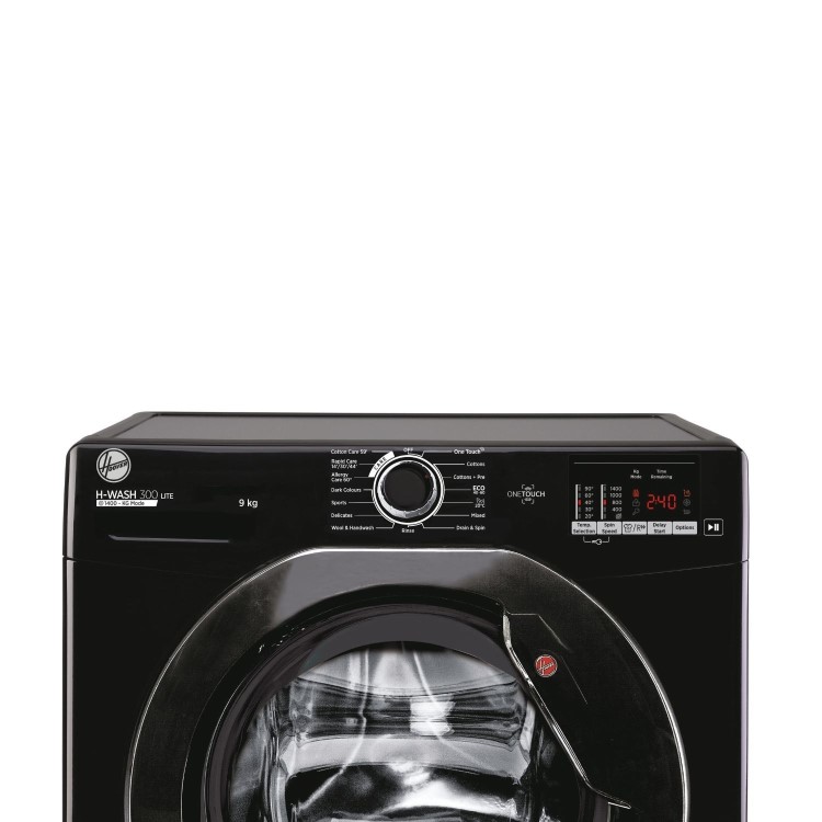 Refurbished Hoover H-Wash 300 H3W492DABB4/1-80 Freestanding 9KG 1400 Spin Washing Machine Black 