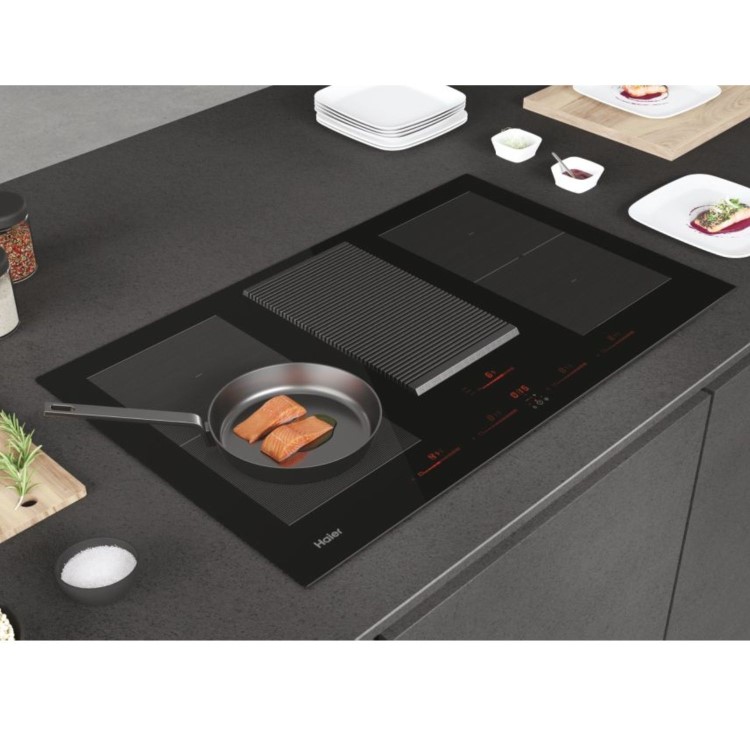 Refurbished Haier Series 6 HAIH8IFMCF 83cm Venting Induction Hob Black