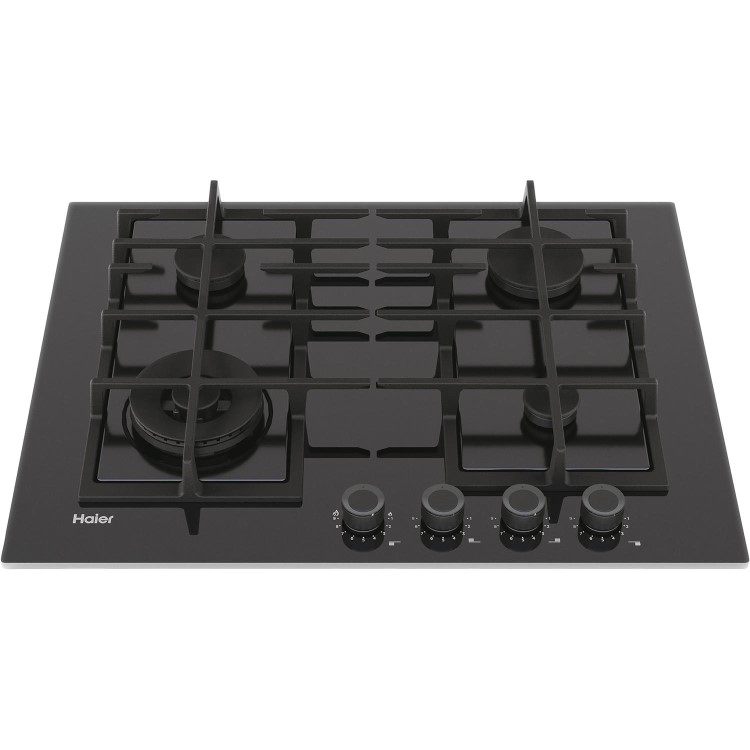 Refurbished Haier HAVG5BF4S2B 60cm 4 Burner Gas-on-glass Hob Black