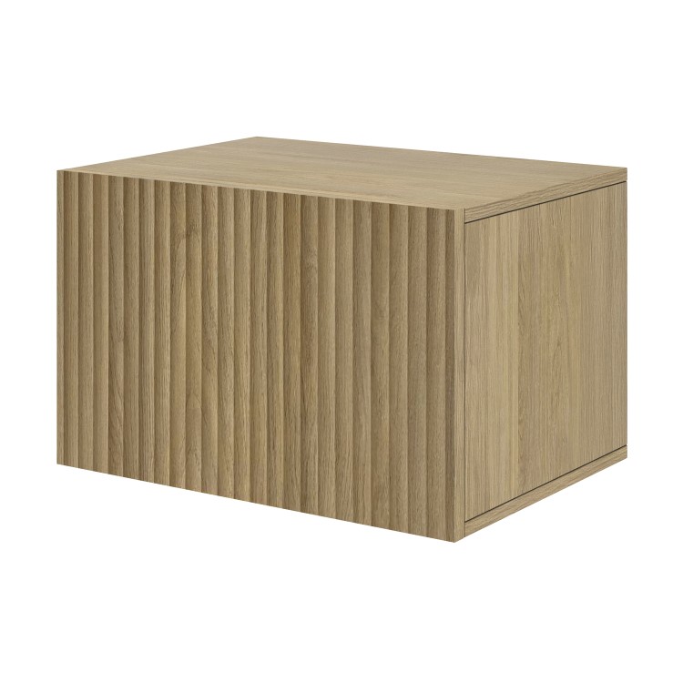 Wide Oak Floating Bedside Table with Storage - Hazel