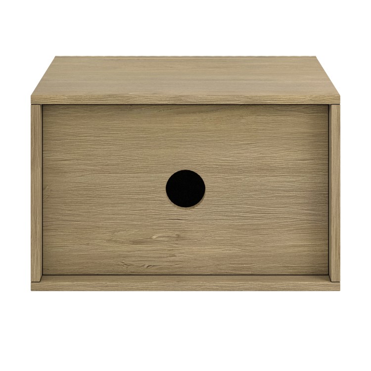 Wide Oak Floating Bedside Table with Storage - Hazel