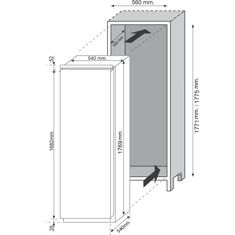 Hoover 177x54cm Tall Integrated Larder Fridge