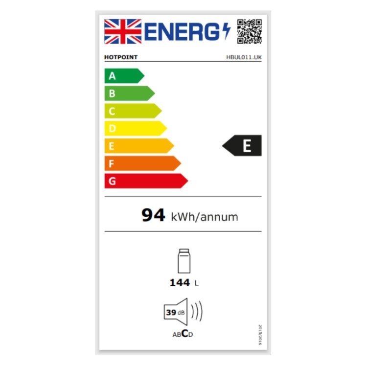Refurbished Hotpoint HBUL011.UK Integrated 144 Litre Under Counter Fridge