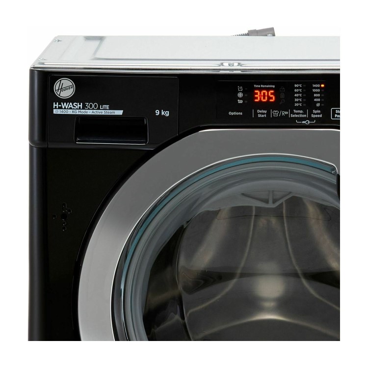 Refurbished Hoover WASH 300 HBWS49D3ACBE-80 Integrated 9KG 1400 Spin Washing Machine Black