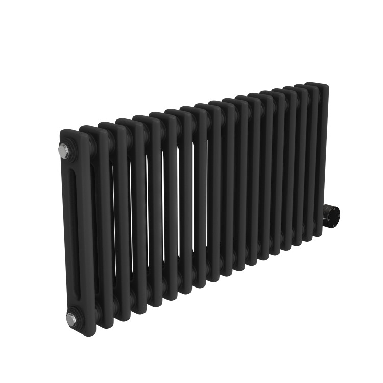 Midnight Black Electric Horizontal Column Radiator 1.2kW with Wi-Fi Thermostat - H400xW830mm - IPX4 Bathroom Safe