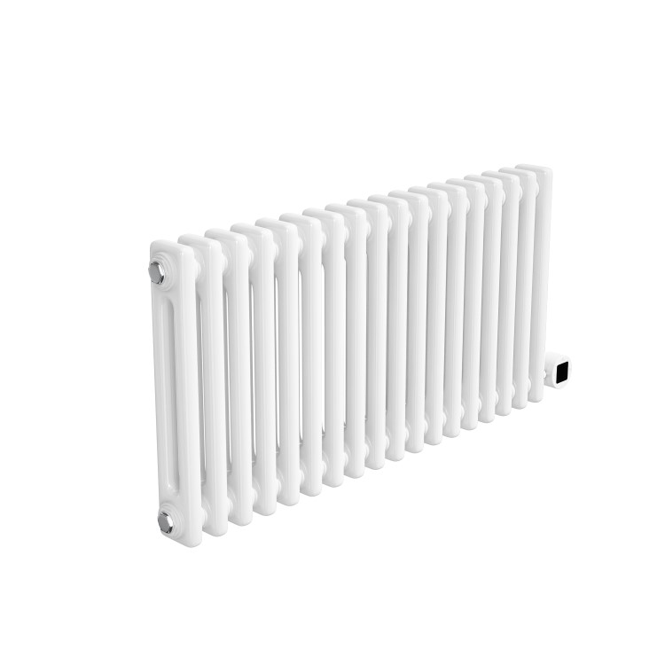 White Electric Horizontal Column Radiator 1.2kW with Wi-Fi Thermostat - H400xW830mm - IPX4 Bathroom Safe