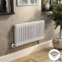 White Electric Horizontal Column Radiator 1.2kW with Wi-Fi Thermostat - H400xW830mm - IPX4 Bathroom Safe