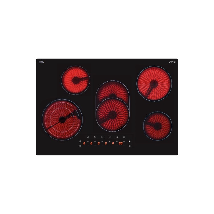 Refurbished CDA HC7621FR 77cm 4 Zone Touch Control Ceramic Hob Black