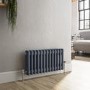 GRADE A1 - Reggio Anthracite Horizontal Double Column Traditional Radiator 300x605mm 1062 BTU - Cast Iron Style