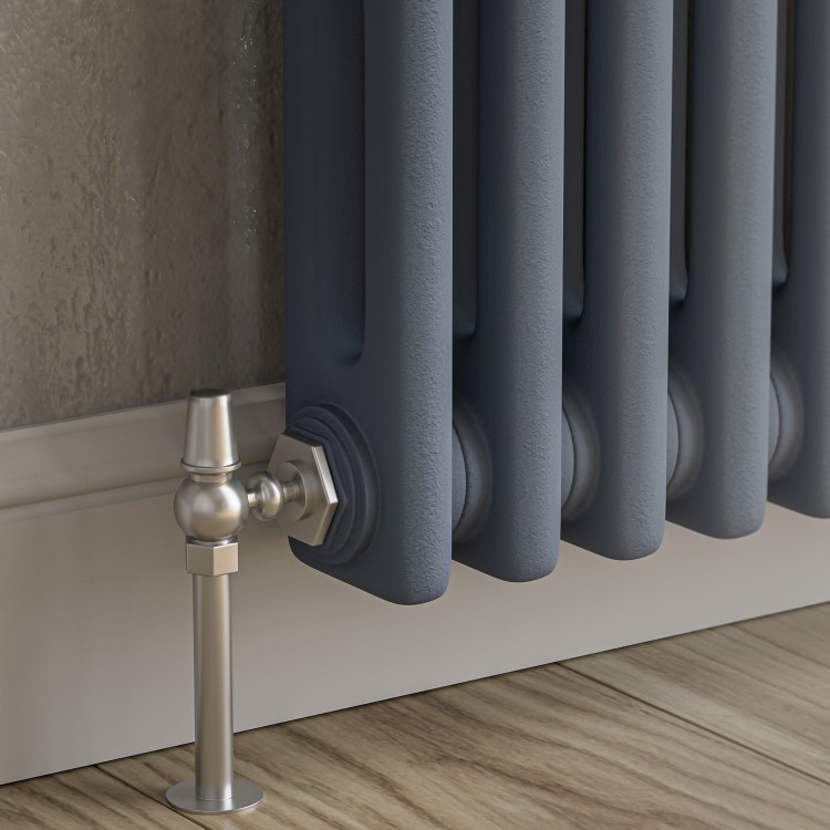 GRADE A1 - Reggio Anthracite Horizontal Double Column Traditional Radiator 300x605mm 1062 BTU - Cast Iron Style