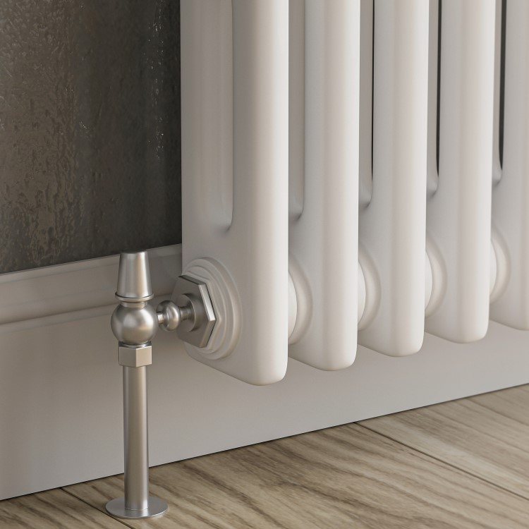 Reggio White Horizontal Double Column Traditional Radiator 300x830mm 1470 BTU - Cast Iron Style