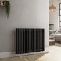 Reggio Midnight Black Horizontal Double Column Traditional Radiator 600x830mm 2832 BTU - Cast Iron Style