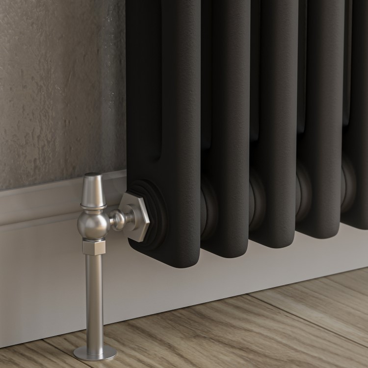 Reggio Midnight Black Horizontal Double Column Traditional Radiator 300x1010mm 1797 BTU - Cast Iron Style