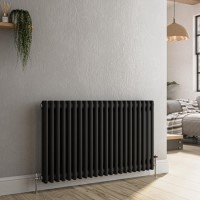 Reggio Midnight Black Horizontal Double Column Traditional Radiator 600x1010mm 3462 BTU - Cast Iron Style