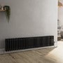 Reggio Midnight Black Horizontal Double Column Traditional Radiator 300x1460mm 2614 BTU - Cast Iron Style