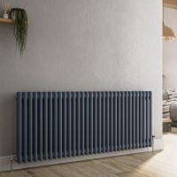 Reggio Anthracite Horizontal Double Column Traditional Radiator 600x1460mm 5035 BTU - Cast Iron Style