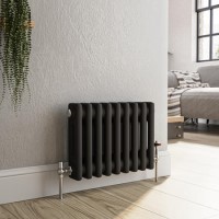 GRADE A1 - Reggio Midnight Black Horizontal Double Column Traditional Radiator 300x425mm 735 BTU - Cast Iron Style