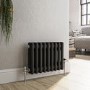 GRADE A1 - Reggio Midnight Black Horizontal Double Column Traditional Radiator 300x425mm 735 BTU - Cast Iron Style