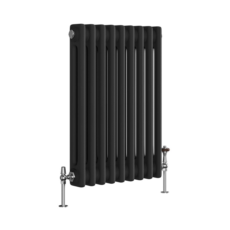 Reggio Midnight Black Horizontal Double Column Traditional Radiator 600x425mm 1416 BTU - Cast Iron Style