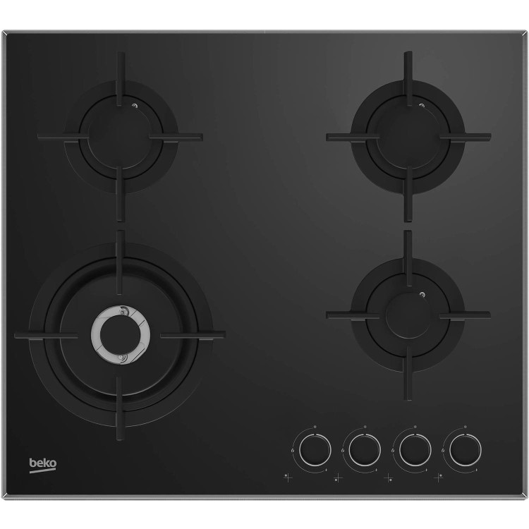 Refurbished Beko HCLW64222S 60cm 4 Burner Gas on Glass Hob Black