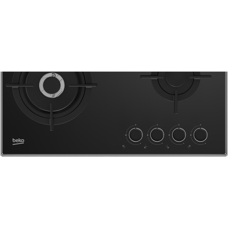 Refurbished Beko HCLW64222S 60cm 4 Burner Gas on Glass Hob Black