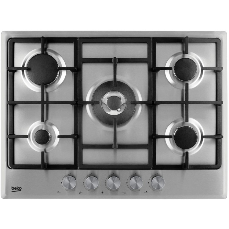 Beko HCMW75225SX 68cm Wide Five Burner Gas Hob Stainless Steel