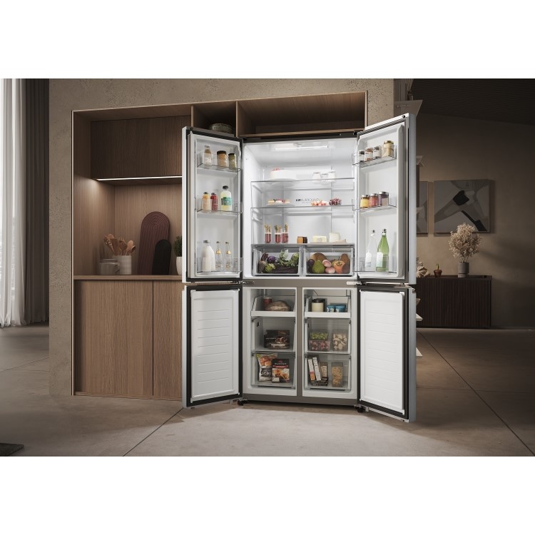 Haier Cube 83 Series 3 467 Litre 4 Door American Fridge Freezer - Silver