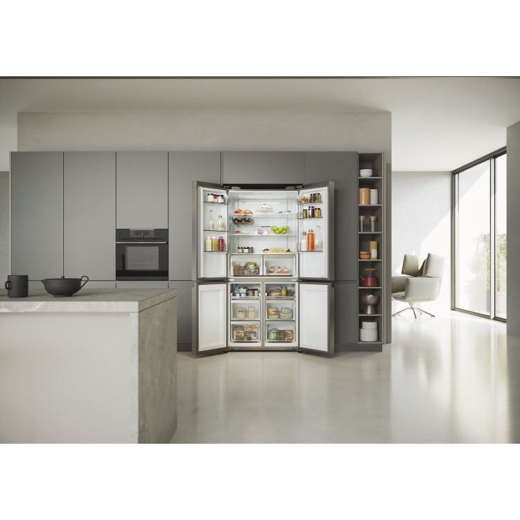 Haier Cube 90 Series 5 528 Litre Four Door American Fridge Freezer - Silver