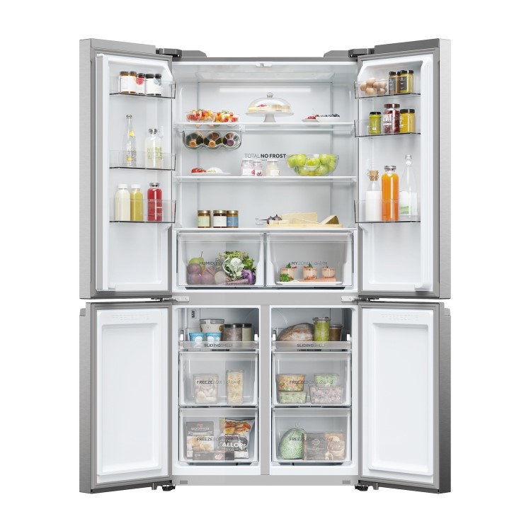 Haier Cube 90 Series 5 528 Litre Four Door American Fridge Freezer - Silver