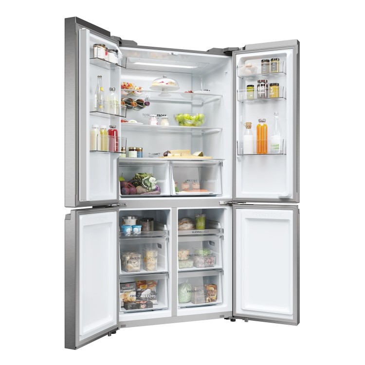 Haier Cube 90 Series 5 528 Litre Four Door American Fridge Freezer - Silver