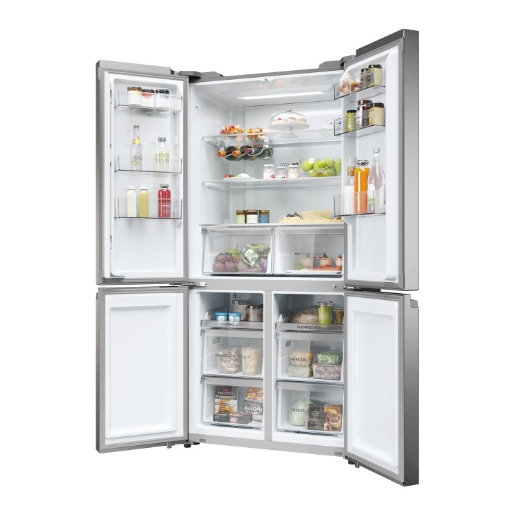 Haier Cube 90 Series 5 528 Litre Four Door American Fridge Freezer - Silver