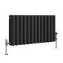 Reggio Midnight Black Horizontal Triple Column Traditional Radiator 300x605mm 1341 BTU - Cast Iron Style