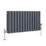 Reggio Anthracite Horizontal Triple Column Traditional Radiator 300x605mm 1341 BTU - Cast Iron Style